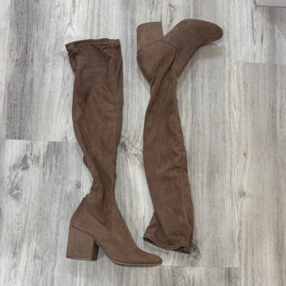 DV by DOLCE VITA PULL ON BEIGE Suede Over-the-Knee Boots SIZE 8.5  BLOCK HEEL - Picture 1 of 8